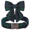 Picture of Unique style paws Christmas Dog Collar with Bow Tie Green Plaid Puppy Collar for Small Medium Large Dogs as Autumn Winter Pet Gifts-XS