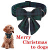 Picture of Unique style paws Christmas Dog Collar with Bow Tie Green Plaid Puppy Collar for Small Medium Large Dogs as Autumn Winter Pet Gifts-XS
