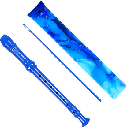 Picture of Soprano Recorder for Kids Beginners, German Fingering, C Key, 3 Piece with Cleaning Rod, Bag, Fingering Chart (Blue)…