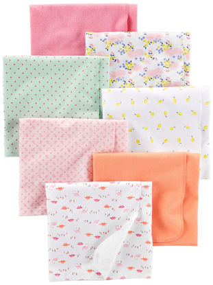 Picture of Simple Joys by Carter's Unisex Babies' Muslin burp cloths, Pack of 7, Multicolor/Dinosaur/Dots/Floral/Lemon/Turtle, One Size