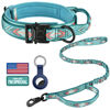 Picture of DAGANXI Tactical Dog Collar, Adjustable Military Training Nylon Dog Collar with Control Handle and Heavy Metal Buckle for Medium and Large Dogs, with Patches and Airtags Case (L, Green Arrow-Set)