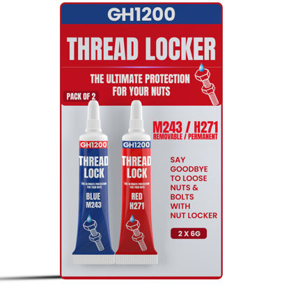 Picture of GH1200-6gx2 Pack Thread Lock Medium and Strong Strength for Nuts, Bolts, and Metals, Threadlocker Lock Tight & Seal Fasteners with Stable and Consistent Performance