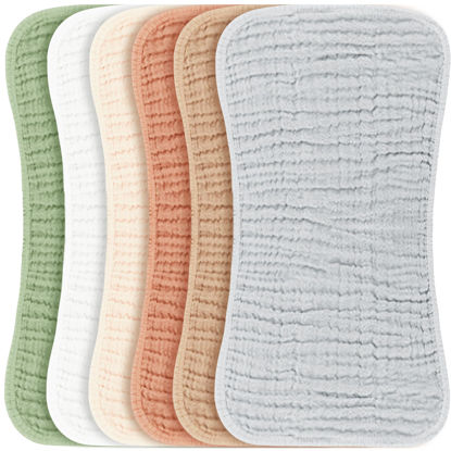 Picture of Konssy Muslin Baby Burp Cloths Sets for Unisex- 6 Pack Large 100% Cotton Burping Clothes for Newborn, Baby Girls and Boys