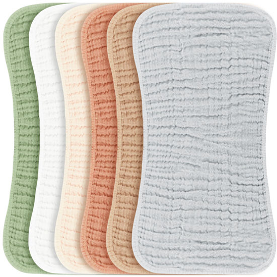 Picture of Konssy Muslin Baby Burp Cloths Sets for Unisex- 6 Pack Large 100% Cotton Burping Clothes for Newborn, Baby Girls and Boys