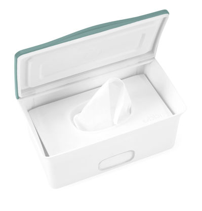 Picture of Ubbi Baby Wipes Dispenser with Weighted Plate and Secure Seal, Nursery and Baby Registry Essential to Keep Wipes Fresh, Open Water