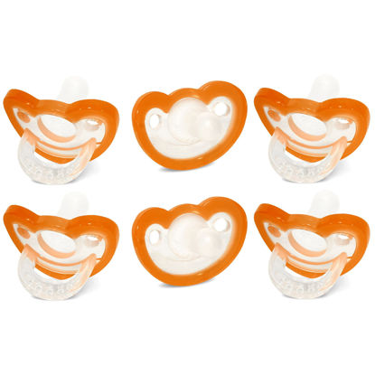 Picture of RaZbaby JollyPop Baby Pacifier for Newborns 0-3m - Soft BPA Free Medical Grade Silicone Made in The USA with a Durable one Piece Construction - Dishwasher Safe Easy to Sterilize - Orange, Pack of 6