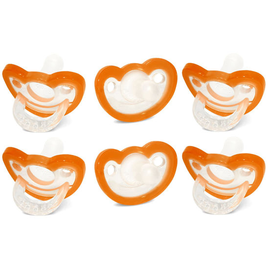Picture of RaZbaby JollyPop Baby Pacifier for Newborns 0-3m - Soft BPA Free Medical Grade Silicone Made in The USA with a Durable one Piece Construction - Dishwasher Safe Easy to Sterilize - Orange, Pack of 6