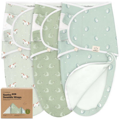Picture of Baby Swaddle Sleep Sacks with Zipper - 3-Pack Newborn Swaddle Sack, Baby Swaddles Sleep Sack 0-3 Months, Wearable Blanket Baby, Baby Swaddle Blanket Wrap, Swaddle Sack, Easy Change Swaddle (Lunaris)