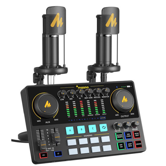Picture of MAONO-MaonoCaster-Podcast Equipment Bundle for 2-includes All-in-one Audio Interface with Premium Mic Preamp, XLR Condenser Microphone, and 3.5MM Mic for Podcast Recording, Streaming, DJ (AME2 Duo)