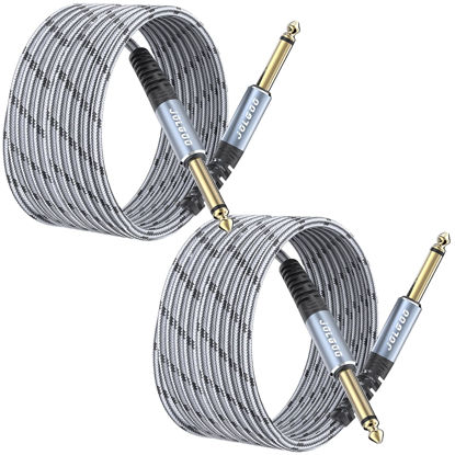 Picture of JOLGOO 1/4 Inch Guitar Instrument Cable 20 FT 2-Pack, 1/4 inch TS Guitar Cable, Quarter inch Cable, for Electric Guitar, Bass, Keyboard, Mixer, Amplifier, Speaker, Electric Mandolin