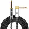 Picture of JOLGOO Guitar Cable, 1/4 Inch Cable 15 Ft, Straight to Right Angle 6.35mm Plug Bass Keyboard Instrument Cable, Black and Gray Tweed Cloth Jacket, Electric Mandolin, pro Audio