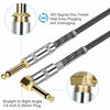 Picture of JOLGOO Guitar Cable, 1/4 Inch Cable 15 Ft, Straight to Right Angle 6.35mm Plug Bass Keyboard Instrument Cable, Black and Gray Tweed Cloth Jacket, Electric Mandolin, pro Audio