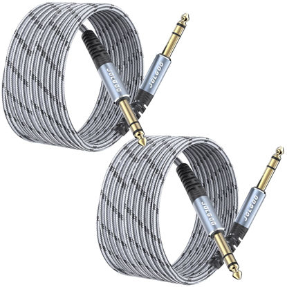 Picture of JOLGOO 1/4 Inch TRS Instrument Cable 20 FT 2-Pack, Quarter inch Audio Cable, 6.35 Balanced Interconnect Line for Electric Guitar, Bass, Keyboard, Mixer, Amplifier, Speaker, Electric Mandolin