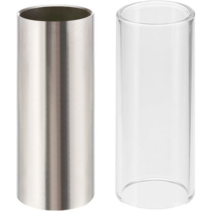 Picture of 2 Pieces Glass Slide and Stainless Steel Slide in Box for Guitar, Bass, Medium (6 cm)