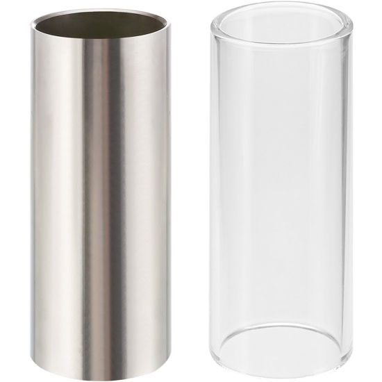 Picture of 2 Pieces Glass Slide and Stainless Steel Slide in Box for Guitar, Bass, Medium (6 cm)