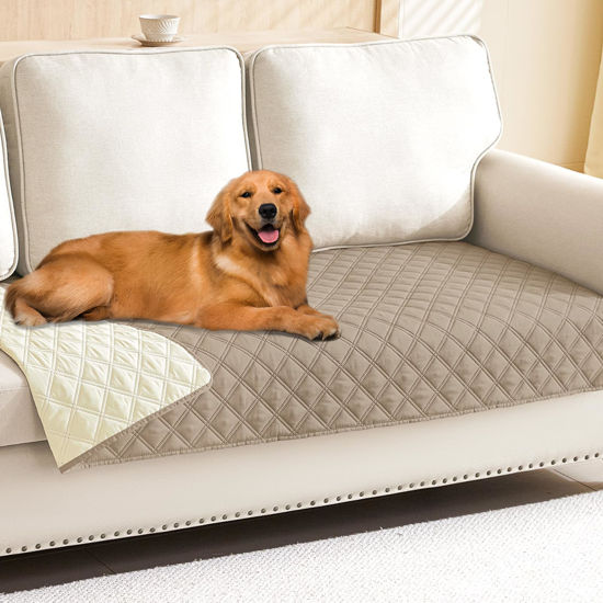 Picture of Smiry Waterproof Dog Blanket, Reversible Dog Bed Cover Pet Blanket, Soft Pet Couch Covers for Sofa Washable, Bed Couch Sofa Furniture Protector for Puppy Cat Kids (30"x70", Taupe/Beige)