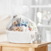 Picture of HONCESTA Small Woven Gift Basket, Baskets for Gifts Empty, Cotton Rope Cat Dog Toy Bin Box, Nursery Baby Basket, Wicker Basket with Handles, Cute Storage Basket for Home Decor, White, 12"x 8"x 5"