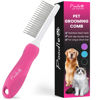Picture of Poodle Pet Detangling Pet Comb with Long & Short Stainless Steel Teeth for Removing Matted Fur, Knots & Tangles - Detangler Tool Accessories for Safe & Gentle DIY Dog & Cat Grooming (Pink)