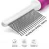 Picture of Poodle Pet Detangling Pet Comb with Long & Short Stainless Steel Teeth for Removing Matted Fur, Knots & Tangles - Detangler Tool Accessories for Safe & Gentle DIY Dog & Cat Grooming (Pink)