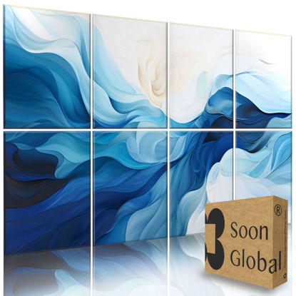 Picture of Soon Global 8-Pack Acoustic Panels, Soundproof Wall Panels, 48 X 32 Inches Sound Absorbing Panels, Decorative Acoustical Wall Panels, Acoustic Treatment for Recording Studio, Harmony in Azure