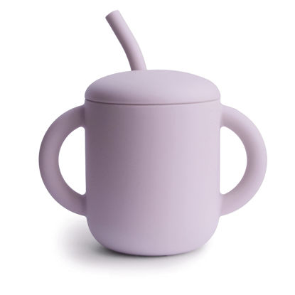 Picture of mushie 100% Silicone Training Cup & Straw for Toddlers | 6 Months+ (Soft Lilac)