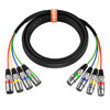 Picture of EBXYA 10 Ft XLR Snake Cables 4 Colored, 4-Channel Microphone Patch Cable XLR Male to Female, Recording Snake for Live, Recording, Studios