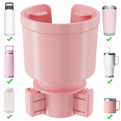 Picture of Upgraded Car Cup Holder Expander Adapter with Offset Adjustable Base, Compatible with Yeti 14/24/36/46oz Ramblers, Hydro Flasks 32/40oz, Other Large Bottles Mugs in 3.5"-4.0", Pink 1 Pack