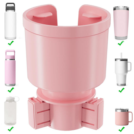 Picture of Upgraded Car Cup Holder Expander Adapter with Offset Adjustable Base, Compatible with Yeti 14/24/36/46oz Ramblers, Hydro Flasks 32/40oz, Other Large Bottles Mugs in 3.5"-4.0", Pink 1 Pack