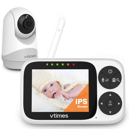 Picture of VTimes Baby Monitor with Camera and Audio, 3.2" IPS Screen Video Baby Monitor No WiFi Night Vision, Portable Baby Camera VOX Mode Pan-Tilt-Zoom Alarm and 1000ft Range, Ideal for Baby/Elderly/Pet