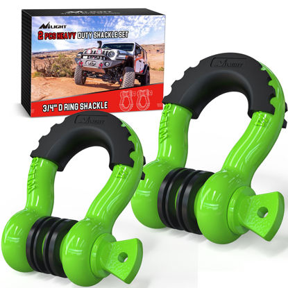 Picture of Nilight 2 Pack 3/4" D-Ring Shackle with 7/8" Screw Pin 41,887lbs Break Strength, Heavy Duty Off Road Recovery Shackle with Isolators Washers for Use with Tow Strap, Winch, Off-Road Jeep Truck Vehicle