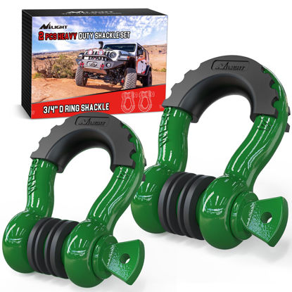 Picture of Nilight 2 Pack 3/4" D-Ring Shackle with 7/8" Screw Pin 41,887lbs Break Strength, Heavy Duty Off Road Recovery Shackle with Isolators Washers for Use with Tow Strap, Winch, Off-Road Jeep Truck Vehicle