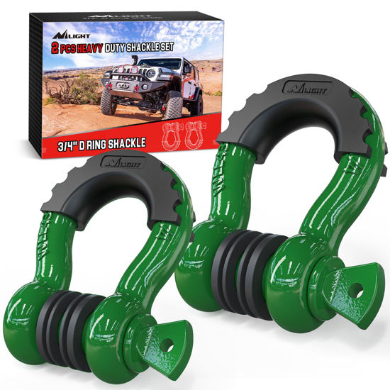 Picture of Nilight 2 Pack 3/4" D-Ring Shackle with 7/8" Screw Pin 41,887lbs Break Strength, Heavy Duty Off Road Recovery Shackle with Isolators Washers for Use with Tow Strap, Winch, Off-Road Jeep Truck Vehicle