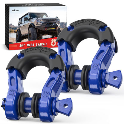 Picture of Nilight 2 Pack 3/4" Mega D-Ring Shackle with 7/8" Screw Pin 68,000LBS Break Strength, Heavy Duty Off Road Recovery Shackle for Use with Tow Strap, Winch, Off-Road Jeep Truck Vehicle, 2 Years Warranty