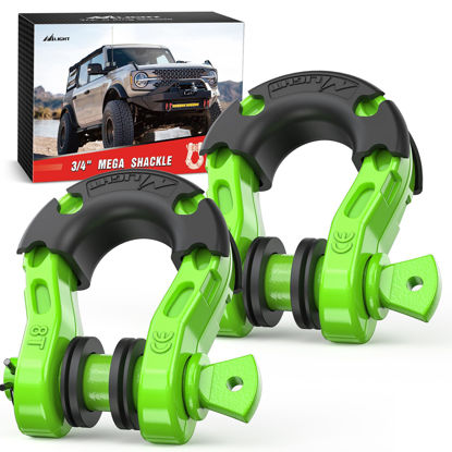 Picture of Nilight 2 Pack 3/4" Mega D-Ring Shackle with 7/8" Screw Pin 68,000LBS Break Strength, Heavy Duty Off Road Recovery Shackle for Use with Tow Strap, Winch, Off-Road Jeep Truck Vehicle, 2 Years Warranty