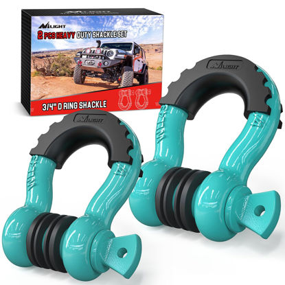 Picture of Nilight 2 Pack 3/4" D-Ring Shackle with 7/8" Screw Pin 41,887lbs Break Strength, Heavy Duty Off Road Recovery Shackle with Isolators Washers for Use with Tow Strap, Winch, Off-Road Jeep Truck Vehicle