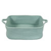 Picture of XUANGUO Woven Cotton Rope Storage Basket with Handles for Organizing Shelves Closet Small Cat Dog Pet Toy Basket Box Bin Decorative Rectangle Baby Nursery basket Gift basket Empty (light green)