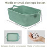 Picture of XUANGUO Woven Cotton Rope Storage Basket with Handles for Organizing Shelves Closet Small Cat Dog Pet Toy Basket Box Bin Decorative Rectangle Baby Nursery basket Gift basket Empty (light green)