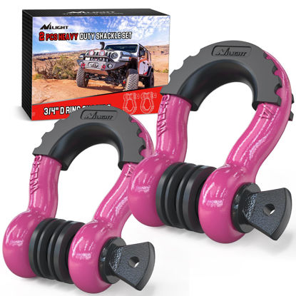 Picture of Nilight 2 Pack 3/4" D-Ring Shackle with 7/8" Screw Pin 41,887lbs Break Strength, Heavy Duty Off Road Recovery Shackle with Isolators Washers for Use with Tow Strap, Winch, Off-Road Truck Vehicle