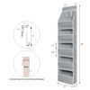 Picture of Univivi Over Door Hanging Organizer Storage with 5 Large Pockets and 3 Small PVC Pockets for Cosmetics Wall Hanging Storage Organizer for Pantry Baby Nursery Bathroom Closet Dorm(Grey)