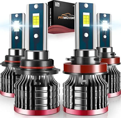 Picture of FITMOTORS H11/H8/H9 9005/HB3 LED Bulbs,160W 32000 Lumens Bright,6500K Cool White LED Fog Light Halogen Replacement IP68 Waterproof, Pack of 4