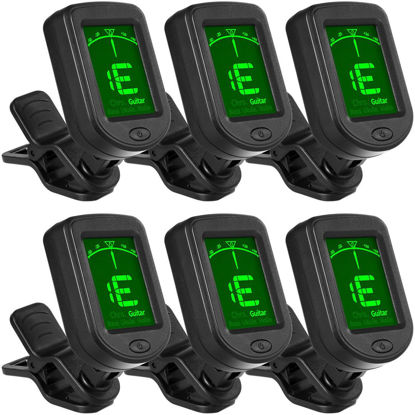 Picture of Guitar Tuner Clip On Ukulele Tuner 6 Pack for Guitar Bass Ukulele Violin Banjo Tuner