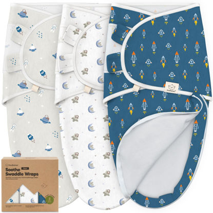 Picture of Baby Swaddle Sleep Sacks with Zipper - 3-Pack Newborn Swaddle Sack, Baby Swaddles Sleep Sack 0-3 Months, Wearable Blanket Baby, Baby Swaddle Blanket Wrap, Swaddle Sack, Easy Change Swaddle (Cosmo)