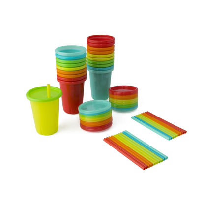 Picture of The First Years Take & Toss Toddler Straw Cups - Spill Proof Toddler Sippy Cups with Snap On Lids and Straws - Toddler Feeding Supplies and Birthday Party Supplies - 10 Oz - 20 Count