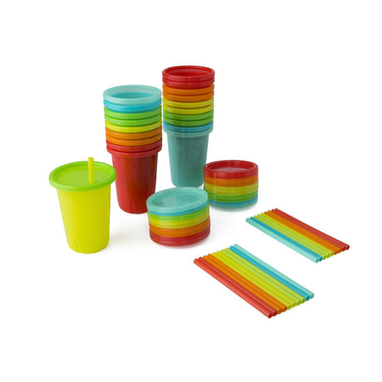 Picture of The First Years Take & Toss Toddler Straw Cups - Spill Proof Toddler Sippy Cups with Snap On Lids and Straws - Toddler Feeding Supplies and Birthday Party Supplies - 10 Oz - 20 Count