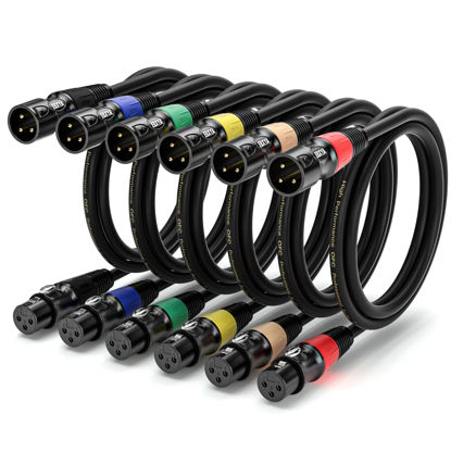 Picture of EBXYA XLR Cables 3ft 6 Pack - Standard XLR Male to Female Microphone Cable with 3-Pin Balanced Shielded XLR Speaker Cable