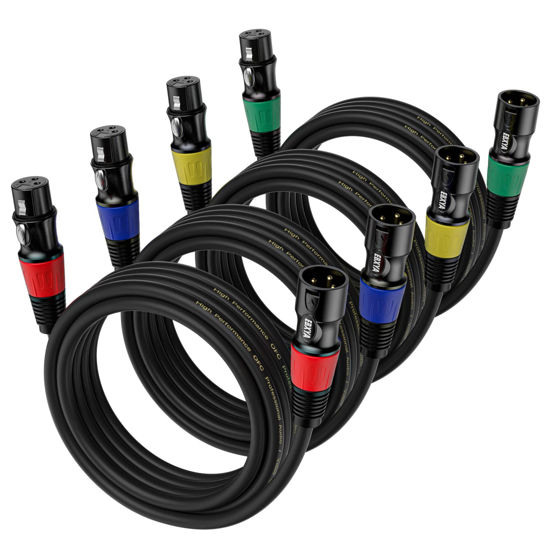 Picture of EBXYA XLR Cables 15 feet 4 Pack - Premium Balanced Microphone Cable with 3-Pin XLR Male to Female Cable