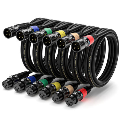 Picture of EBXYA XLR Cable 10 ft 6-Packs - Standard XLR Male to Female Microphone Cable with 3-Pin Balanced Shielded XLR Speaker Cable