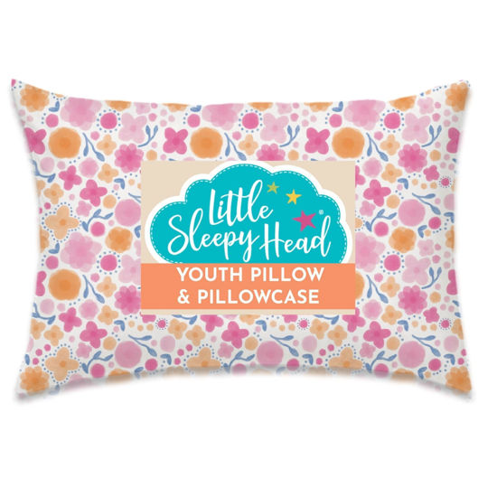 Picture of Little Sleepy Head Youth Pillow with Pillowcase 16x22, Soft Jumbo Toddler Pillow, Kids Pillow & Hypoallergenic Pillow Case - Best Kids Pillows for Sleeping, Perfect Kids Travel Pillow (Whimsy Garden)