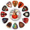 Picture of Guitar Picks 24 Pack Thin, Medium, Heavy & Extra Heavy Picks with Tin Box,Variety Pack Artistic Celluloid Guitar Pick for Bass Electric Guitar Acoustic Guitar Lovers Gift (Mix-2)