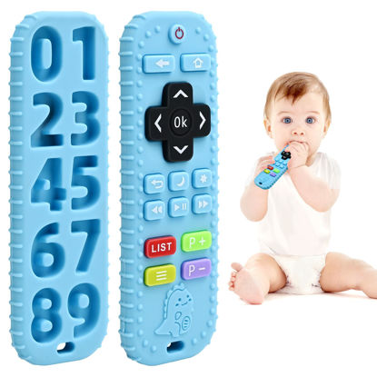 Picture of Teething Baby Toys 0-6 Months, Soft Silicone Remote Control Teethers Toys for Babies 6 to 12 Months, Teething Infant Toys Chew Set for Newborn Boys Girls First Birthday Christmas Easter Gifts, Blue